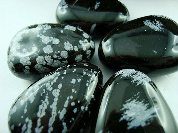 Schneeflocken-Obsidian - Trommelstein gebohrt (1 Stk.)