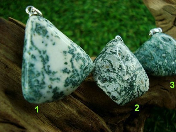 Baumachat - Trommelstein mit Silberöse - Anhänger