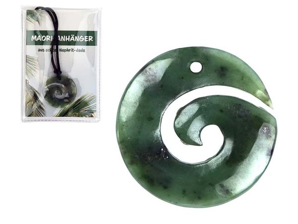 Nephrit-Jade - Koru-Spirale-Anhänger - inkl. Band