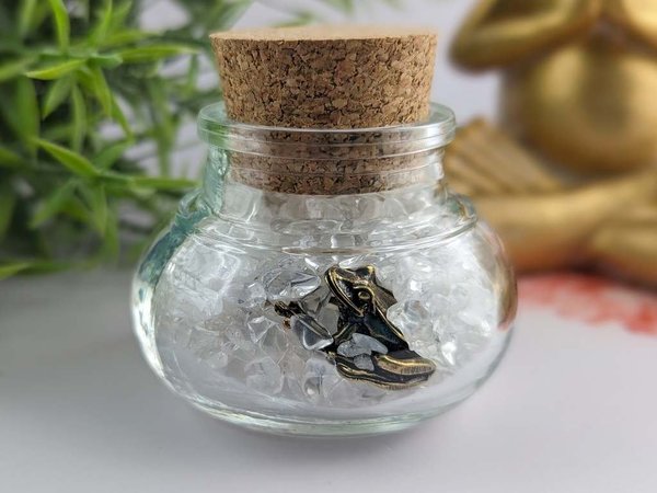 Bergkristall & Glücksfrosch - in Glasflasche